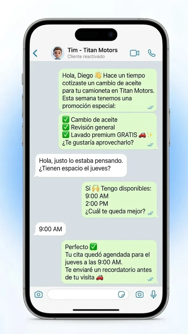 Tim campanas automaticas WhatsApp ventas reactivacion clientes Nissi Tech